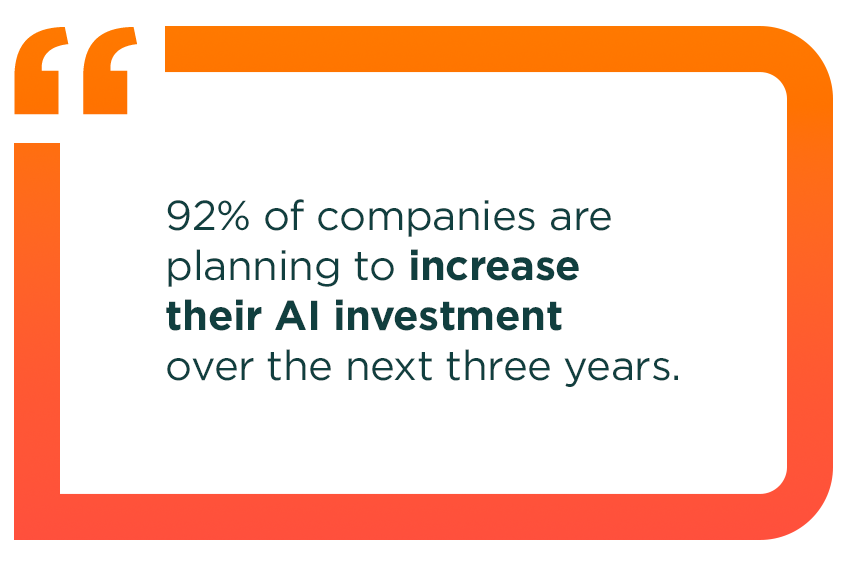 Text callout from the January 2025 McKinsey report, Superagency in the workplace: Empowering people to unlock AI’s full potential: 92% of companies plan to increase their AI investment over the next three years.