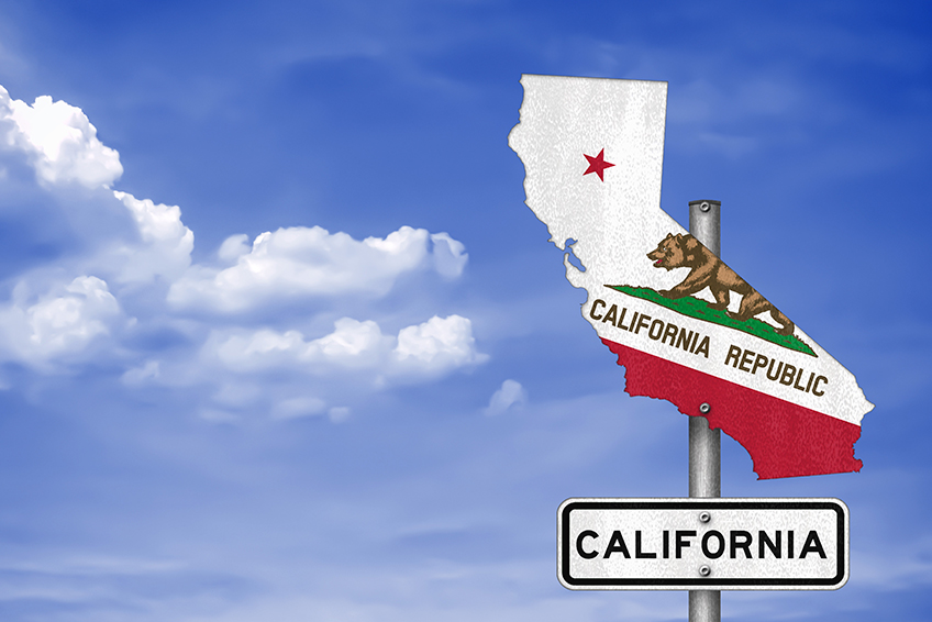 image of state of California as a road sign